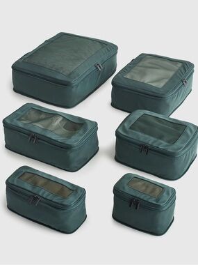 NWT QUINCE 6 Pack Eco Compression Packing Cubes Dark Green 8499